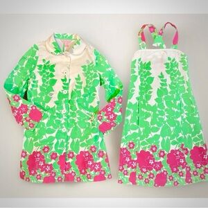 Lilly Pulitzer Girls Pink & Green Floral Dress & Jacket Matching Set Size 8-RARE